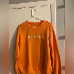 Orange Hoodie with White Flowers